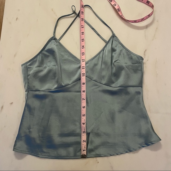 Abercrombie Satin V-Neck Crossback Tank in Light Blue, XS - Picture 5 of 5
